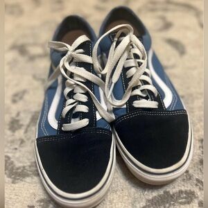 Black and Blue Low Top Vans, size Women’s 9
